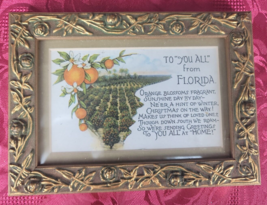 Framed Postcard 1924 To &quot;You All&quot; From Florida Christmas 7&quot;x5&quot; Golden Frame - £9.71 GBP