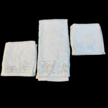 Embroidered White Bathroom Hand Towel Wash Cloth Rose Flowers Lot Set of... - $19.99