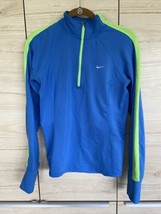 Nike Running Dri-Fit Quarter Zip Women&#39;s Medium Thumb Hole Blue And Green (a7) - £8.98 GBP
