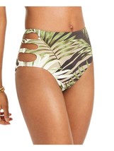 BAR III Women&#39;s Green Cutout Jungle Moon High Waisted Swimsuit Bottom S New - £10.64 GBP