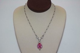 Estate 18K white gold Diamond necklace With Large Pink Stone 23.1 grm - £1,804.92 GBP