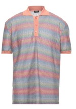 Yoon Pink Orange Striped Front Knit Men&#39;s Italy Cotton Shirt Polo Sz US 40 EU 50 - £66.50 GBP