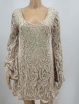 Staring at Stone Bell Sleeve Boho Coffee in the Morning Lace Tunic, Size Medium - £23.59 GBP