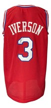 Allen Iverson Autografato Custom Rosso Stile Professionista Basket, Jersey JSA - £132.44 GBP