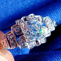 Earth mined Diamond Deco Engagement Ring Antique Platinum Statement Solitaire 8 - $7,025.25