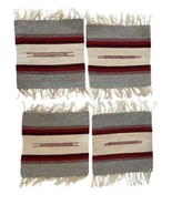 Chimayo Style Wool Southwest Design Table Mats Fringe 4 Set 9.5&quot; Square - £25.92 GBP