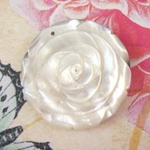 Mother of Pearl Flower Focal Bead, Pendant,40mm - $6.50