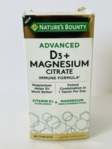 Nature&#39;s Bounty Advanced D3 + Magnesium Citrate 90 Tabs Exp. 09/2025 - £14.95 GBP