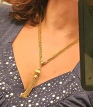 Vintage 20" Gold Tone Tassel Necklace With 3 Strands - $18.80