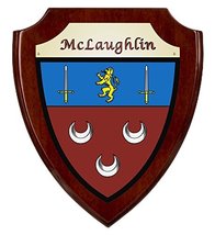 McLaughlin Irish Coat of Arms Shield Plaque - Rosewood Finish - £34.73 GBP