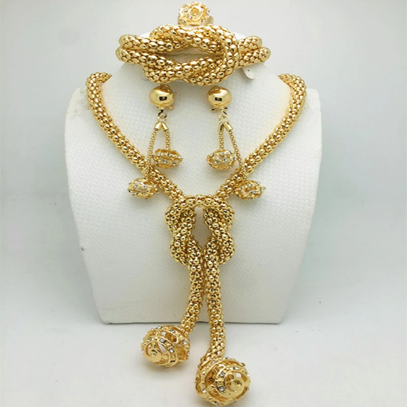 Wholesale Dubai Gold Jewelry Set for Women Fashion Brand African Beads Jewelry S - £25.22 GBP