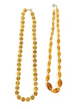 RETRO 2 VTG 20s 30s ART DECO Amber Glass Bead NECKLACES -Beads 16&quot;/18&quot; Long - $133.65