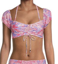 Time and Tru floral printed off the shoulder sleeve swim top adjustable size M - £9.71 GBP