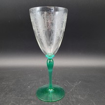 Very Rare Lippincott Glass Bird Of Paradise Water Goblet Green Uranium Stem - $98.99