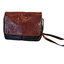 Carla Marchi Italian Leather Crossbody Handbag, with Crocodile Leather Flap - £84.70 GBP