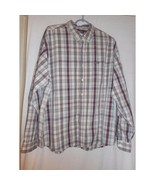 Aeropostale Size XL Grey Burgundy Plaid 100% Cotton Mens Shirt - $15.99