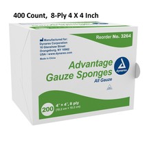 400 Count Gauze Sponge Advantage Gauze 8-Ply 4 X 4 Inch Square First Aid Pads - £14.78 GBP