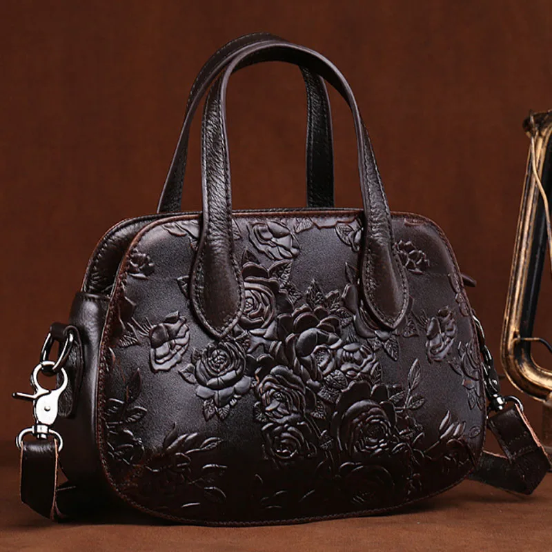New Arrival Genuine Embossed Leather High Quality Women Handbag Vintage Casual T - £57.91 GBP