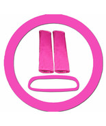 Steering wheel cover, seat belt covers &amp; rear view mirror cover   hot pink - €16,05 EUR