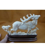 elk-16 white Moose Elk bull + fawns running shed ANTLER figurine Bali de... - €196,97 EUR