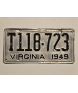 VIRGINIA - 1949 License Plate #T118-723 - Silver &amp; Black - Vintage - Man... - $70.12 CAD