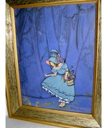VINT. EARLY ART DECO WATERCOLOR- BLUE BONNET GIRL AGAINST RICH DEEP BLUE... - $529.88 MXN