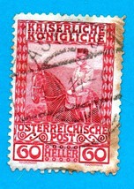   Used Postage Stamp (1908) Austria 60th Anniversary Franz Josepf - Scott #122 - £2.40 GBP