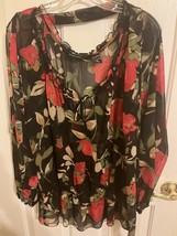 New York &amp; Company Floral Blouse with Belt, Size Medium - $10.00