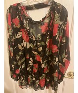 New York &amp; Company Floral Blouse with Belt, Size Medium - $187.71 MXN