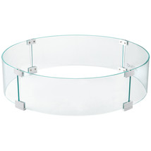Round Fire Pit Wind Guard Tempered Glass Frame Fence Shield 23 x 23 x 6 Inch - £94.82 GBP