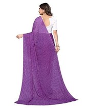 Women&#39;s Purple Georgette Bandhani Printed Saree Unstitched Blouse Piece ... - $19.26