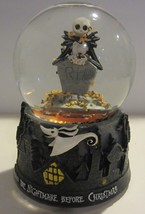 Nightmare Before Christmas Snow Globe Jack With Tombstone Musical - £24.11 GBP