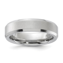 Vitalium Cross Satin Center 6mm Beveled Edge Band VB128 - £69.80 GBP