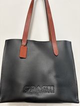 COACH Relay Tote Bag CH756 - Black Polished Pebble Leather Brown -Tanned... - $198.00