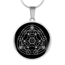 Sacred Geometry Star in Circular Triangle Circle Necklace Stainless Steel or 18 - £34.67 GBP+