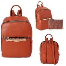 Time and Tru Women&#39;s Faux Leather Brown Backpack W/ Bonus Leopard Pouch ... - £21.00 GBP