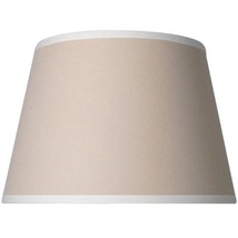 Hampton Bay Round Shade, Beige with White Trim, 11x15x10.5 - $14.85