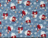 Flannel Snowman Toss Little Donkey's Christmas Blue Flannel Fabric BTY D... - $15.95