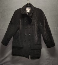 Vtg Talbots Sz Small Blazer Jacket Black Quilted Velvet Pocket Lined Work Button - £22.71 GBP