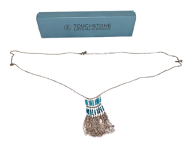 New TOUCHSTONE CRYSTAL BY SWAROVSKI Womens Light Dark Blue Necklace Fringe - $29.65