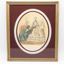 Antique La Mode Illustree Paris Fashion Print Gold Frame - $96.62