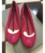 NIB 100% AUTH Alexander McQueen Sequin Skull Pink Leather Flat Shoes Sz ... - £314.03 GBP