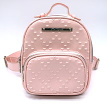 Betsey Johnson Mini Backpack Light Pink Hearts Patent Textured Satin Lined  - £15.37 GBP