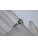 Vintage 14K Two-tone gold Solitaire Engagement ring with Clear Stone (CZ... - £144.21 GBP