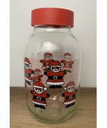 Vintage Carlton Santa Cookie Canister with Lid 3L Glass Jar Christmas Ex... - $29.65