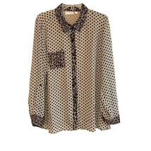 Belle by Kim Gravel Dot Print Blouse with Leopard Detail X LARGE(1001) - £23.71 GBP