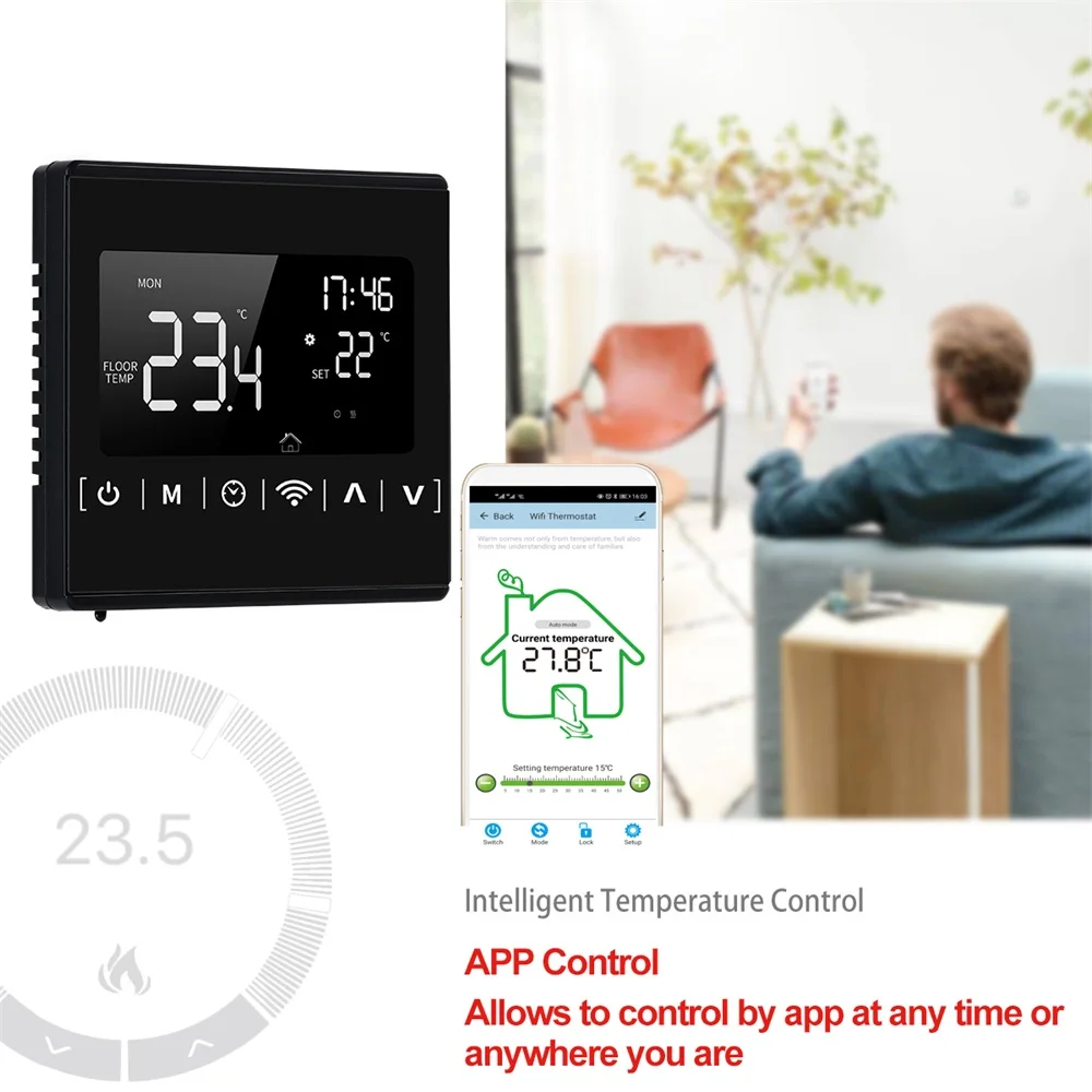 House Home MH1823 TuYa Smart Wifi Thermostat Water/Electric Floor Heating Water/ - £44.01 GBP