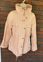 Ann Taylor Loft Jacket Medium Drawstring Utility Chore Coat Anorak Linen Zip - £14.42 GBP