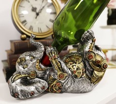 Ebros Steampunk Elephant Wine Bottle Holder Figurine 9&quot; L with Painted Gearwork - £24.37 GBP