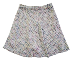 Worthington Woman 14W Multi Color Tweed Midi Skirt Fringe Hem Waist Lined  - £3.18 GBP